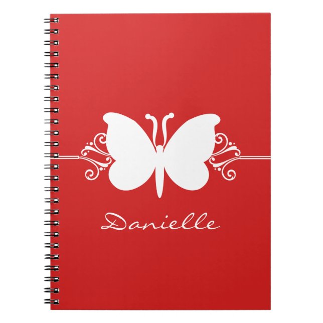 Cuaderno Bloc de notas de mariposa, rojo (Frente)