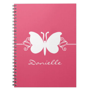 Cuaderno Bloc de notas de mariposa, rosa
