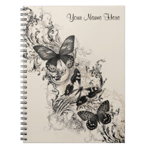 Cuaderno Bloc de notas de mariposas con sabor negro