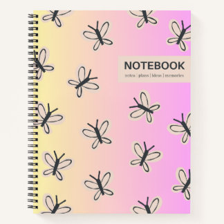 Cuaderno Bloc de notas de mariposas rosa amarillo