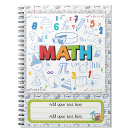 Cuaderno Bloc de notas de matemáticas modificable de vuelta