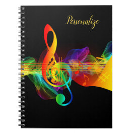 Cuaderno Bloc de notas de música con neón arco iris