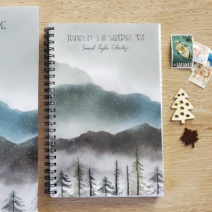 Cuaderno Bloc de notas de nieve y espiral de árbol de monta