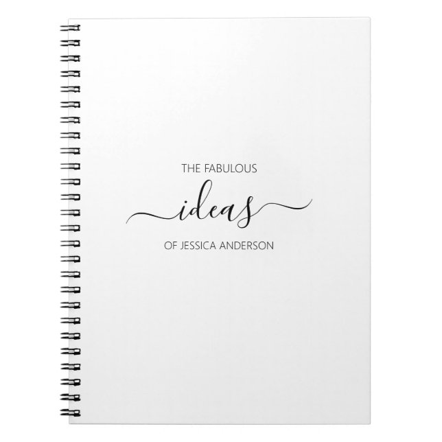 Cuaderno bloc de notas de nombre de script blanco simple (Frente)