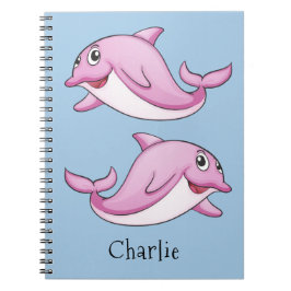 Cuaderno bloc de notas de nombre personalizado de delfines 