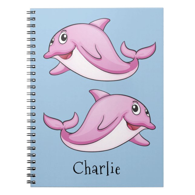 Cuaderno bloc de notas de nombre personalizado de delfines  (Frente)
