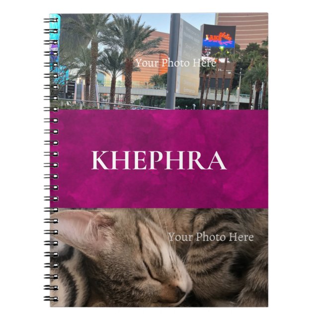 Cuaderno Bloc de notas de nombre y Collage de fotos (Frente)