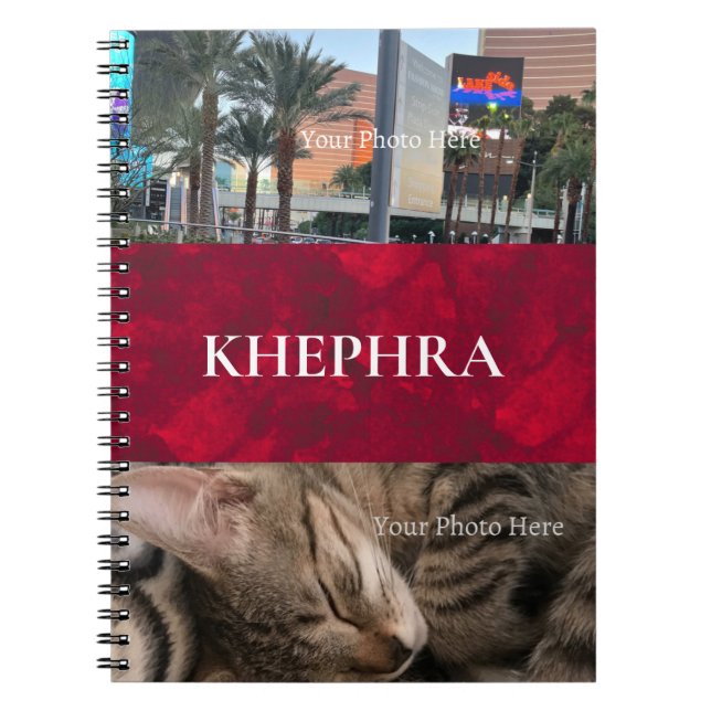 Cuaderno Bloc de notas de nombre y Collage de fotos (Frente)