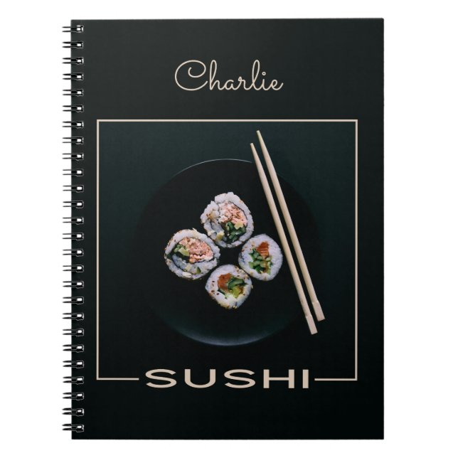 Cuaderno bloc de notas de nombres personalizado de Sushi (Frente)