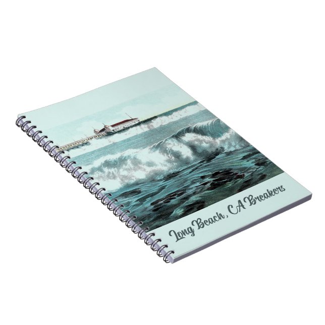 Cuaderno Bloc de notas de olas de larga playa (Lado Derecho)