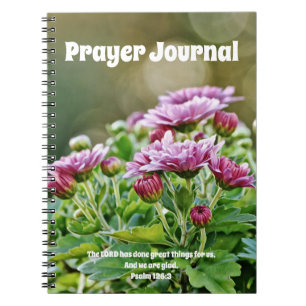 Cuaderno Bloc de notas de oraciones sobre flores moradas