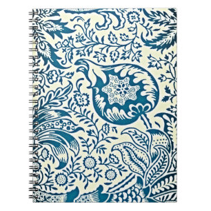 Cuaderno Bloc de notas de patrón de cosecha azul y blanco i