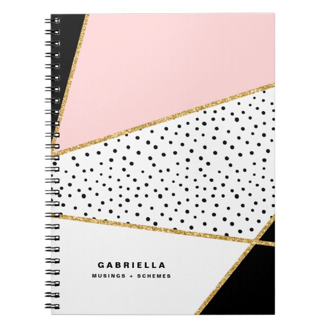 Cuaderno Bloc de notas de patrón de Moda rosa y negro (Frente)