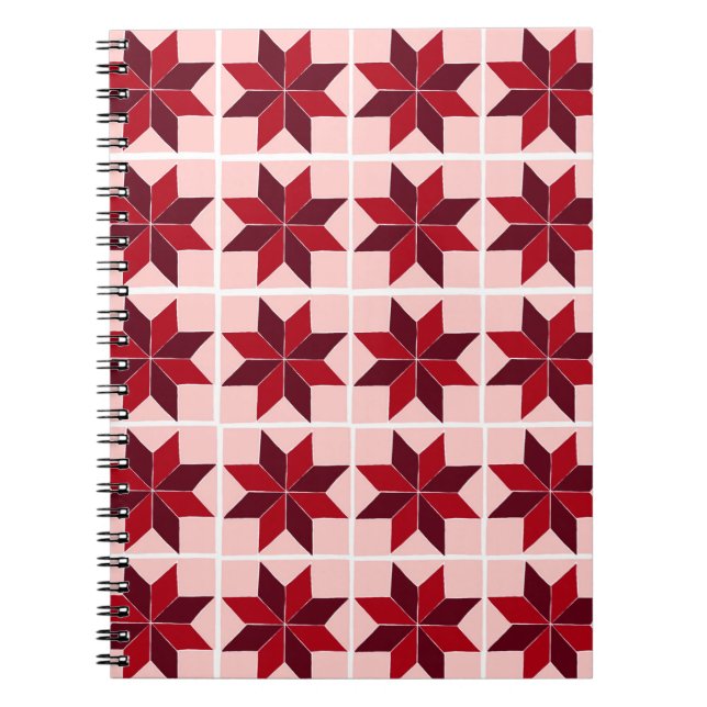 Cuaderno bloc de notas de patrón de tejido rojo (Frente)
