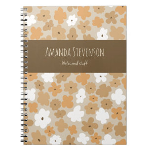 Cuaderno bloc de notas de patrón floral retro