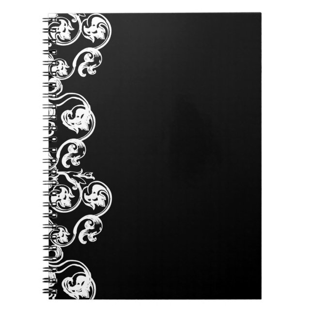 Cuaderno Bloc de notas de pergamino victoriano negro (Frente)