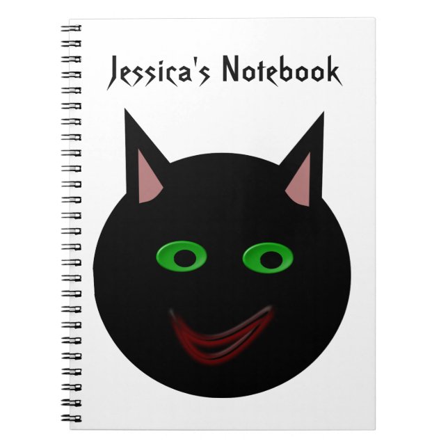 Cuaderno Bloc de notas de Personalizable para gato negro de (Frente)