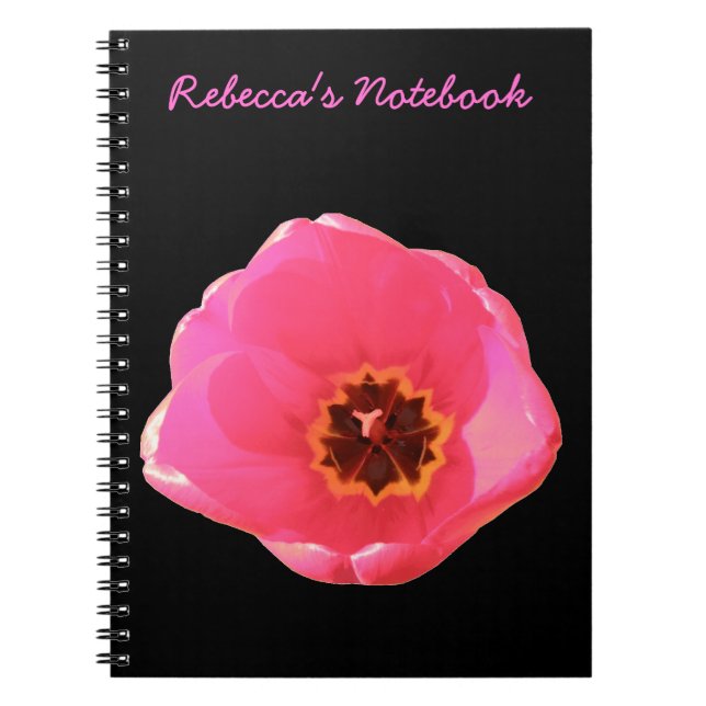 Cuaderno Bloc de notas de Personalizable tulipán rosado (Frente)