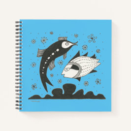 Cuaderno Bloc de notas de pescado azul de inspiración grieg