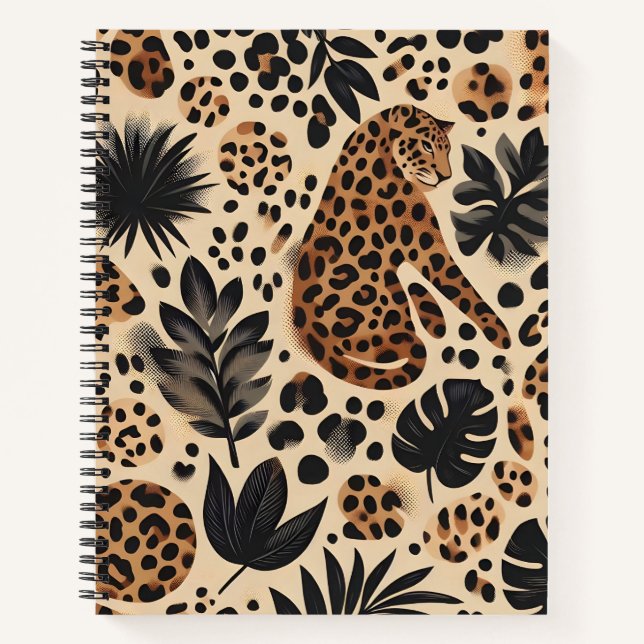 Cuaderno Bloc de notas de piel de leopardo de elegante salv (Anverso)
