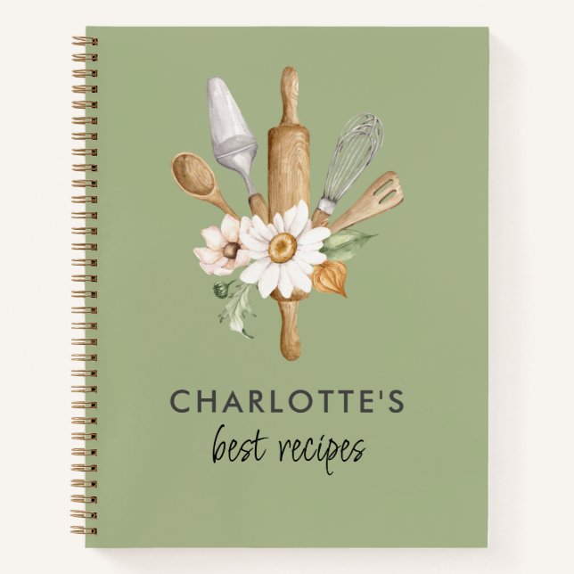 Cuaderno bloc de notas de plantillas de receta personalizad (Anverso)