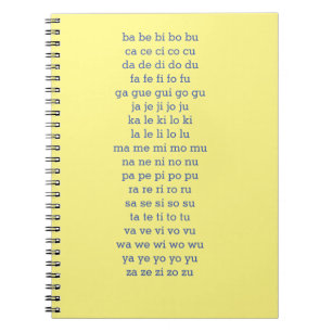 Cuaderno bloc de notas de prácticas de Silabas