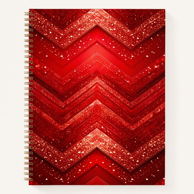 Cuaderno Bloc de notas de Purpurina decorativo rojo (Anverso)