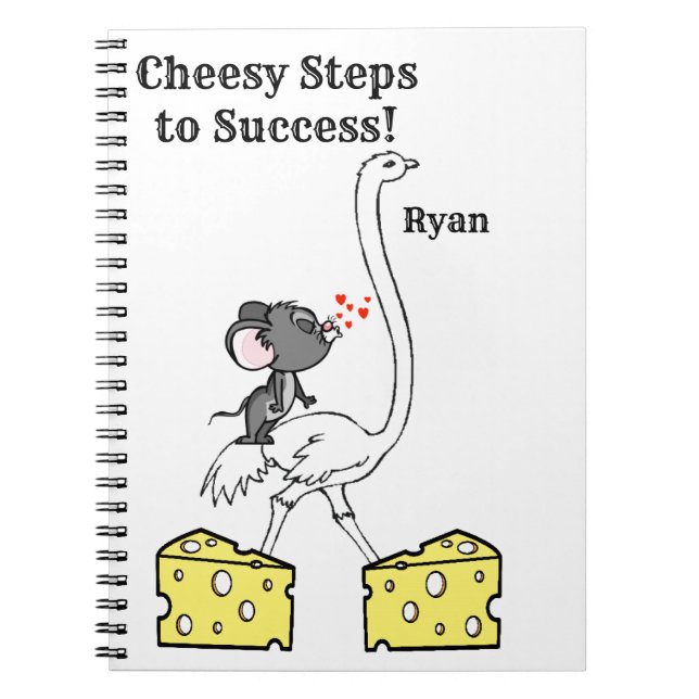 Cuaderno Bloc de notas de queso con ratón de avestruz (Frente)