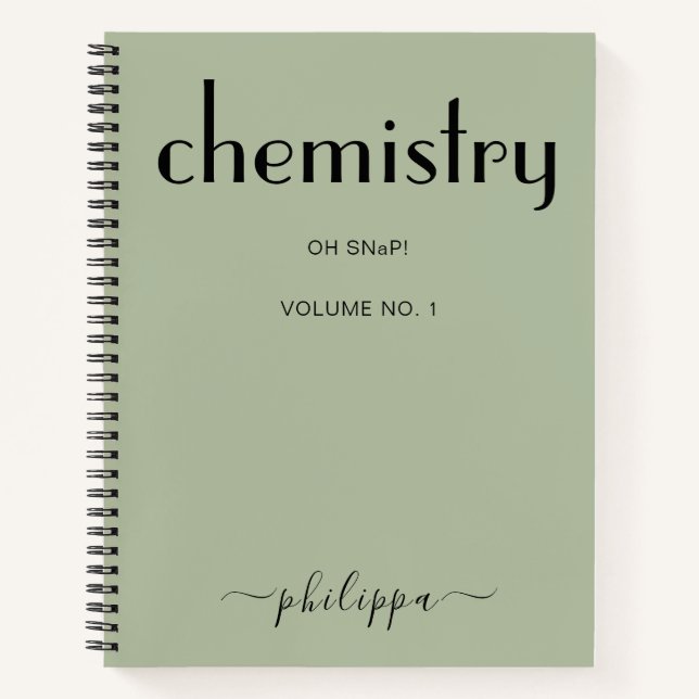 Cuaderno Bloc de notas de química personalizada Sage Green  (Anverso)