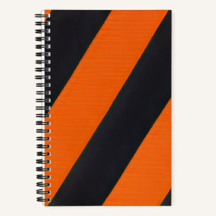 Cuaderno bloc de notas de rayas negras naranja