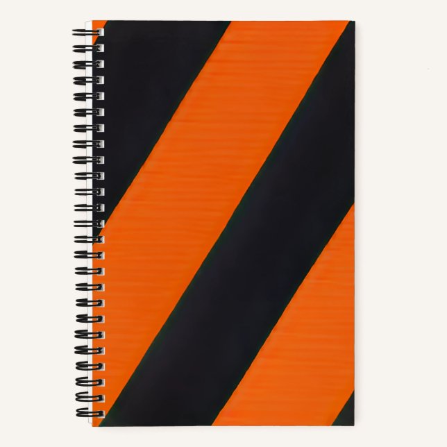 Cuaderno bloc de notas de rayas negras naranja (Anverso)