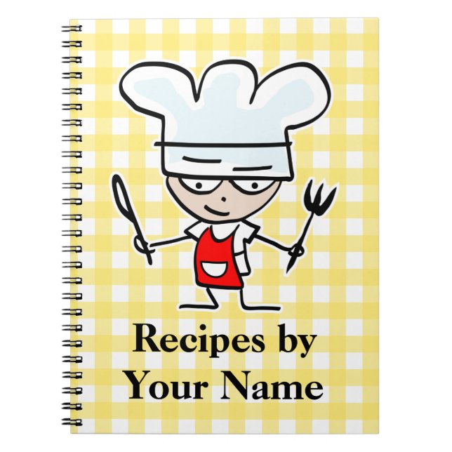 Cuaderno bloc de notas de receta de nombres personalizado | (Frente)