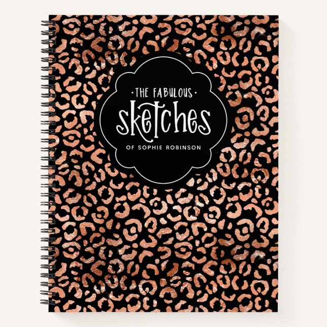 Cuaderno Bloc de notas de Relieve metalizado dorado Leopard (Anverso)