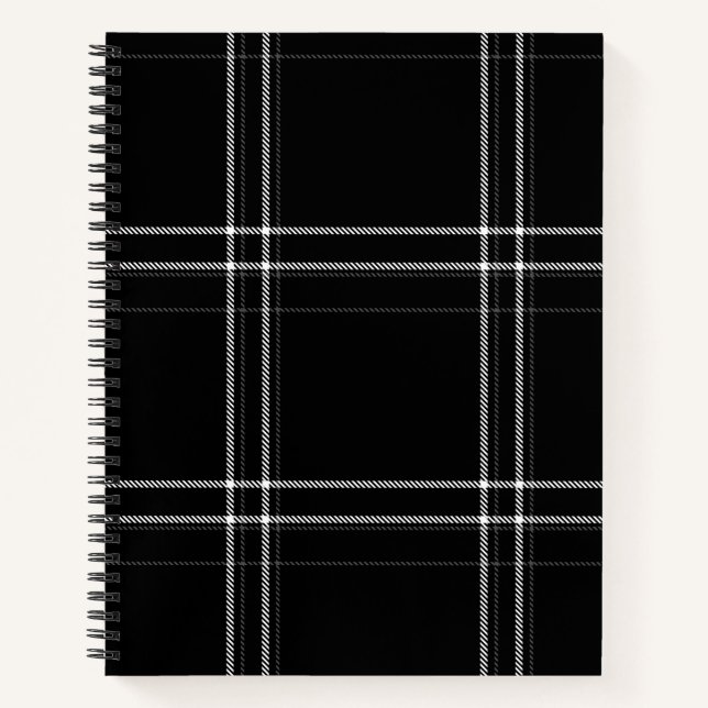 Cuaderno Bloc de notas de resumen en blanco y negro (Anverso)