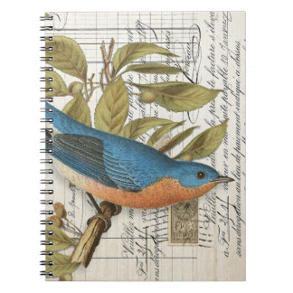 Cuaderno Bloc de notas de revista espiral de pájaro azul fr