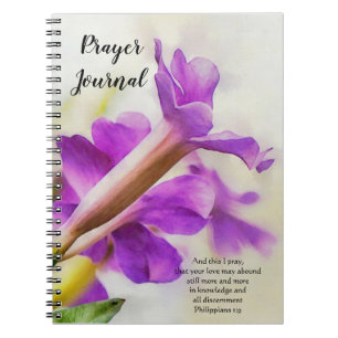 Cuaderno Bloc de notas de Rezo de arte de flores moradas