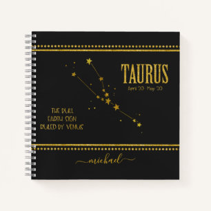 Cuaderno Bloc de notas de Rótulo Taurus Star Zodiac