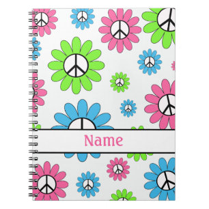 Cuaderno Bloc de notas de signo de paz blanco rosado person