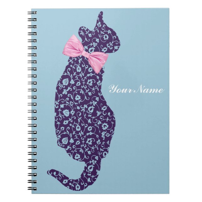 Cuaderno Bloc de notas de silueta de gato de Lace Kitty (Frente)