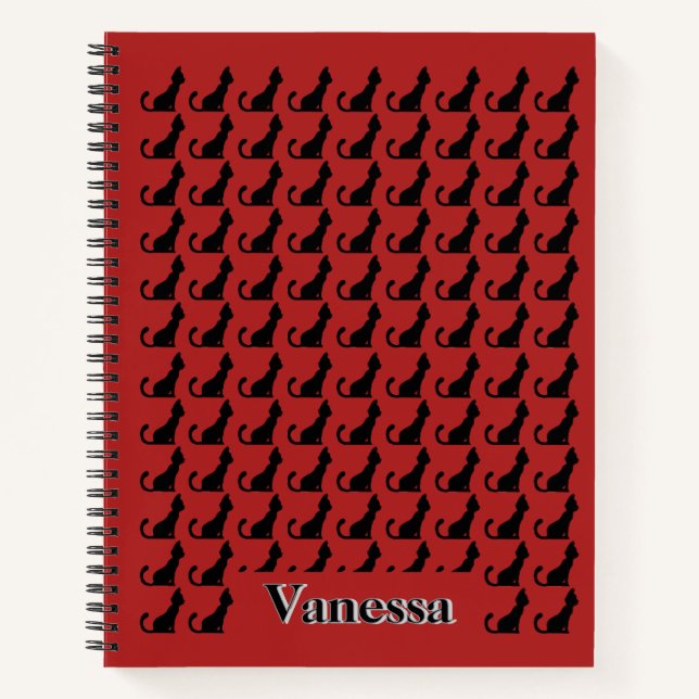 Cuaderno Bloc de notas de silueta de gato negro (Anverso)