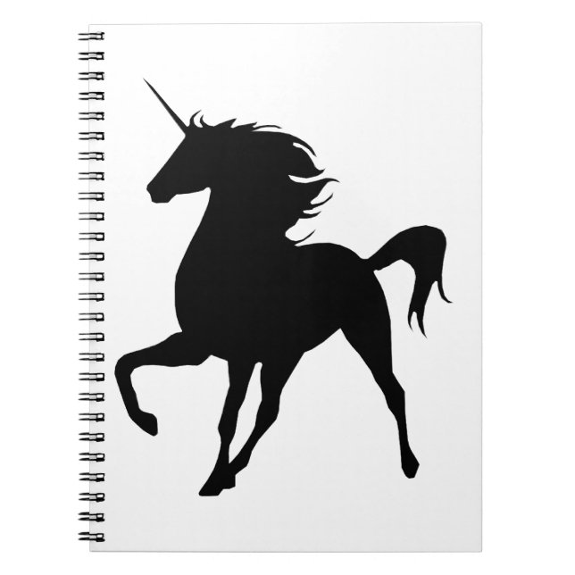 Cuaderno Bloc de notas de silueta de Unicornio negro (Frente)
