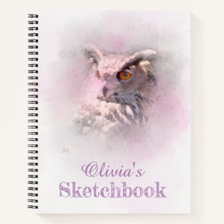 Cuaderno Bloc de notas de sketchbook de búho bocina