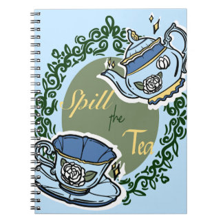 Cuaderno bloc de notas de té azul