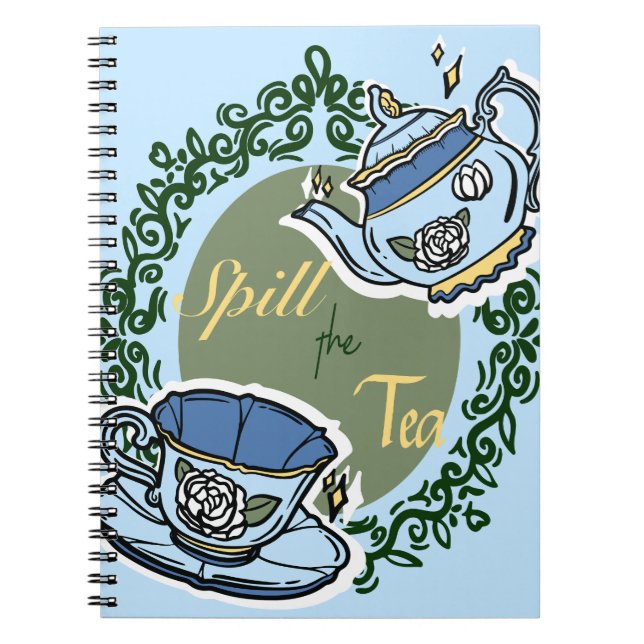Cuaderno bloc de notas de té azul (Frente)