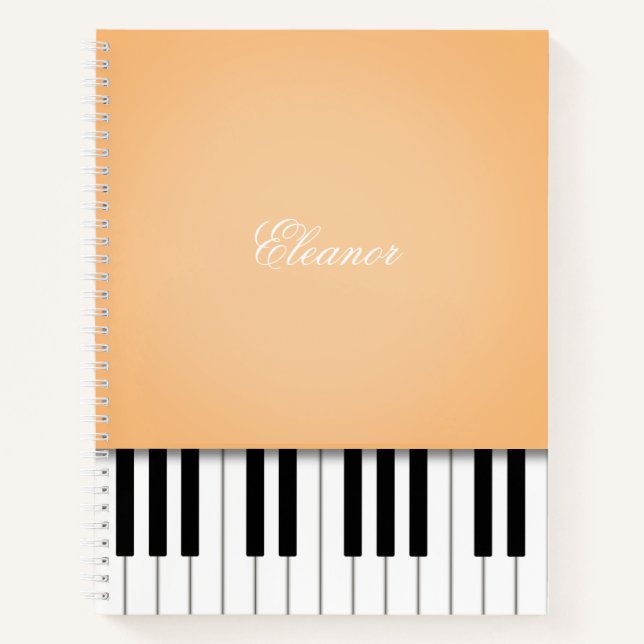 Cuaderno Bloc de notas de teclado Sherbet Naranja Piano Per (Anverso)