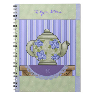 Cuaderno Bloc de notas de tejido de tetera floral