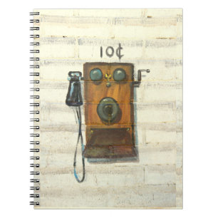 Cuaderno bloc de notas de teléfono de pared antiguo