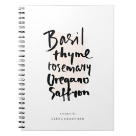 Cuaderno Bloc de notas de tipografía de pincel de hierbas