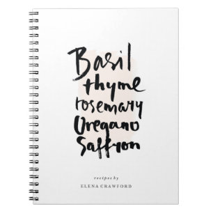 Cuaderno Bloc de notas de tipografía de pincel de hierbas