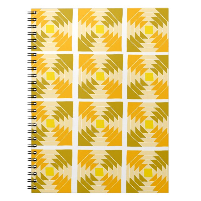 Cuaderno bloc de notas de trama de tejido amarillo (Frente)
